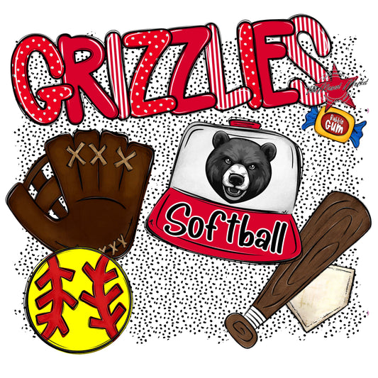 Grizzlies Softball Spirit-Red