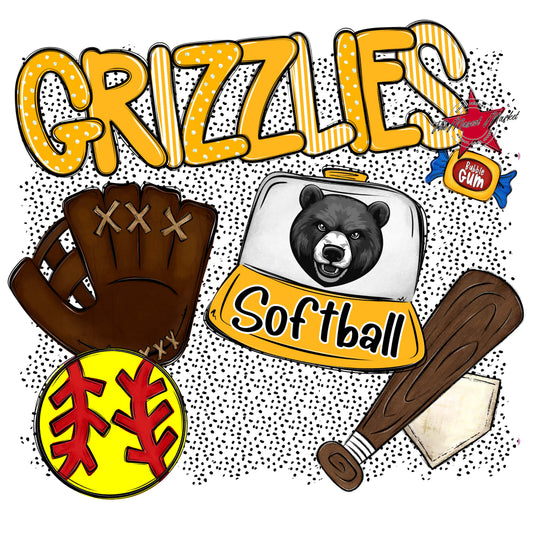 Grizzlies Softball Spirit-Yellow