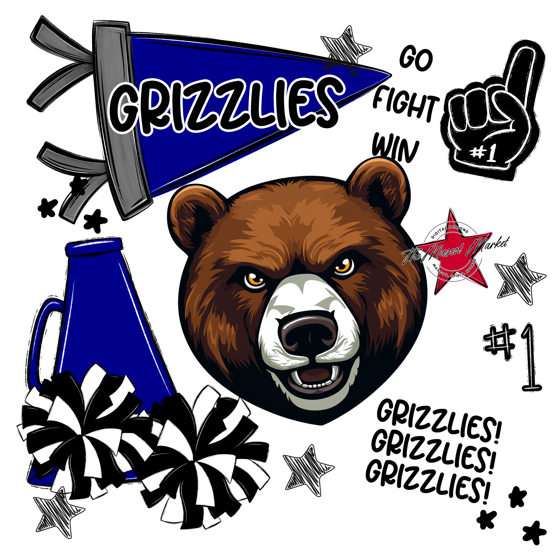 Grizzlies Spirit Design-Blue