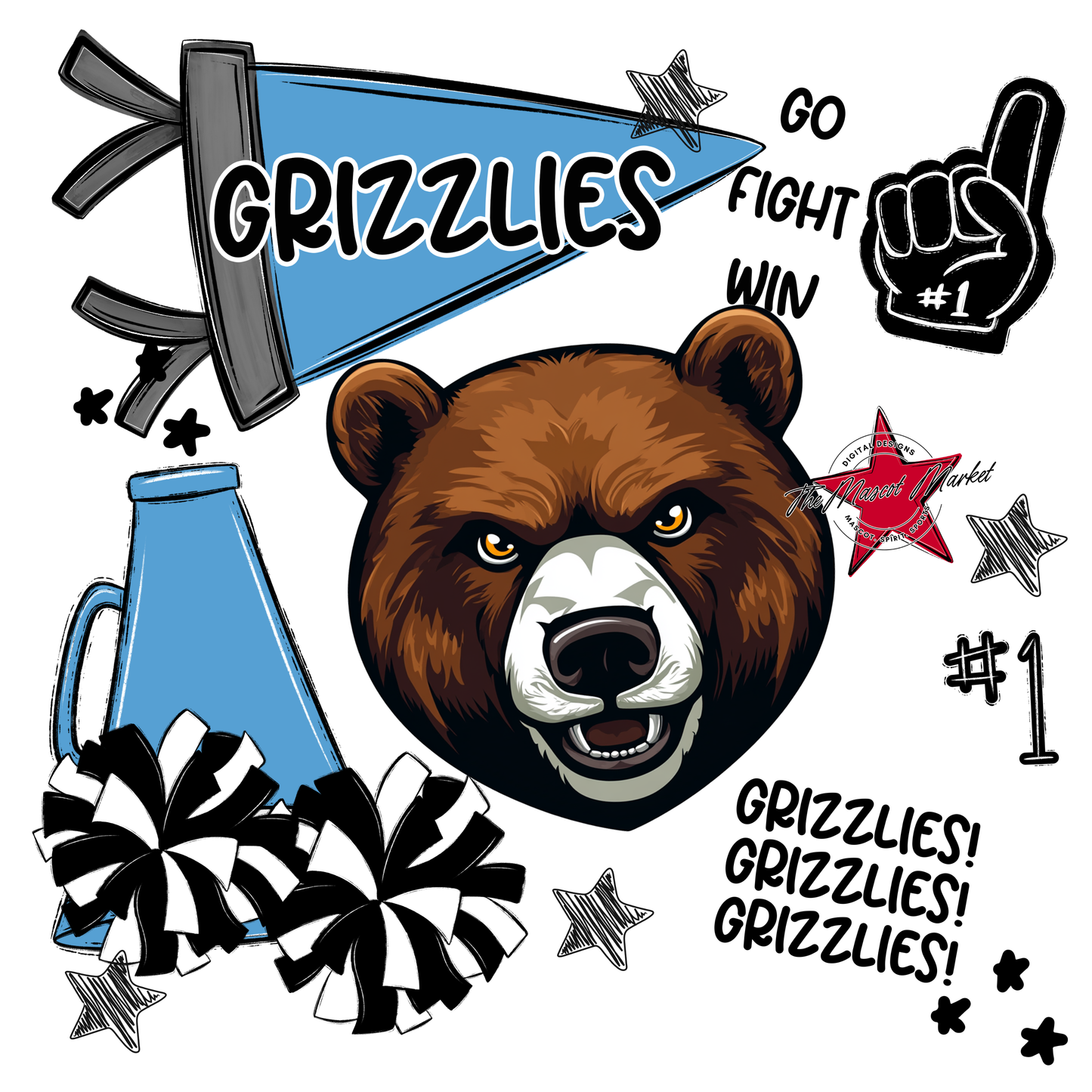 Grizzlies Spirit Design-Carolina Blue