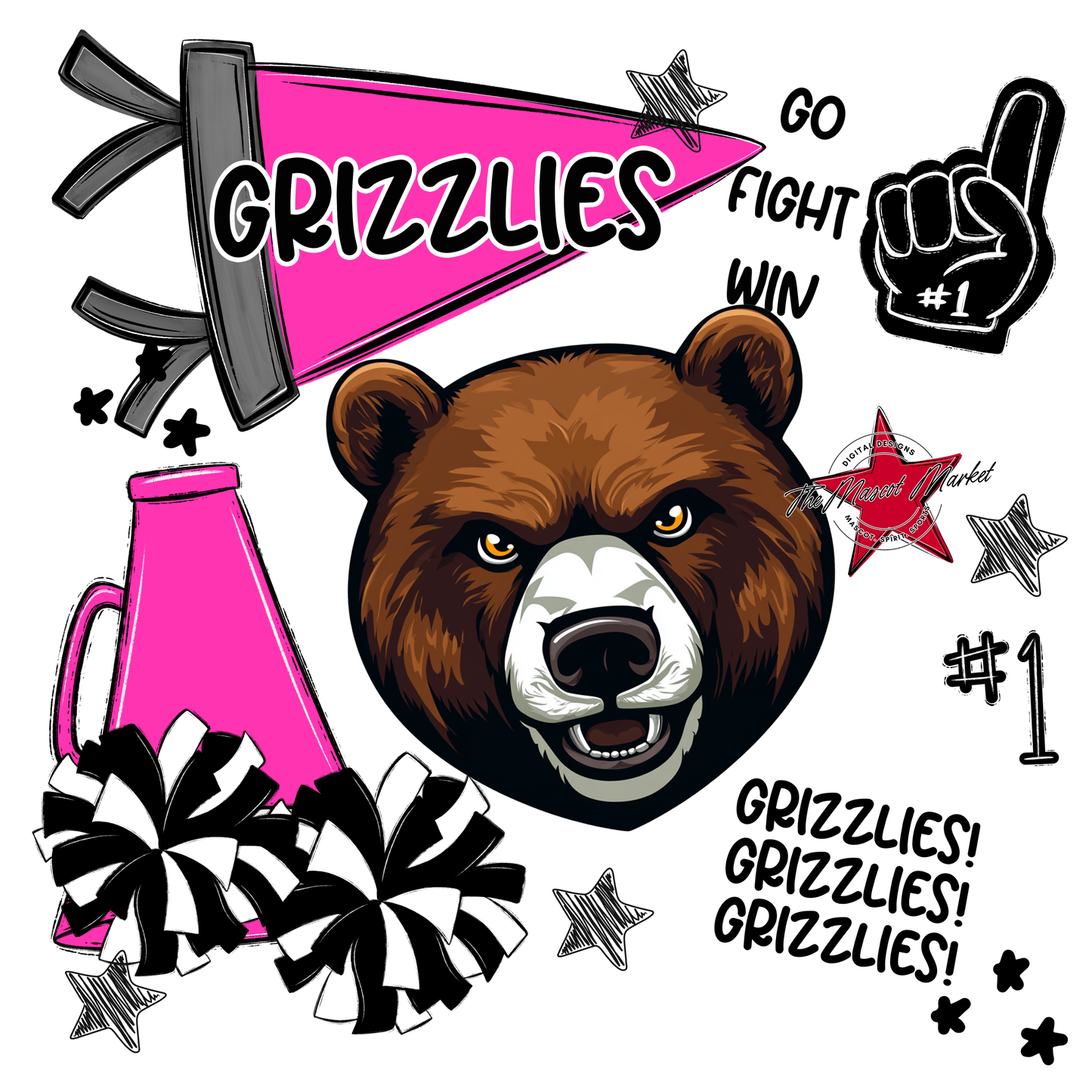 Grizzlies Spirit Design-Pink