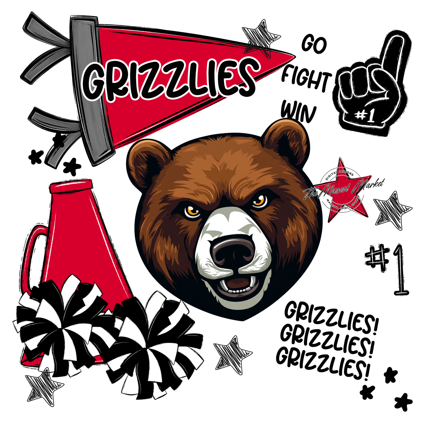 Grizzlies Spirit Design-Red