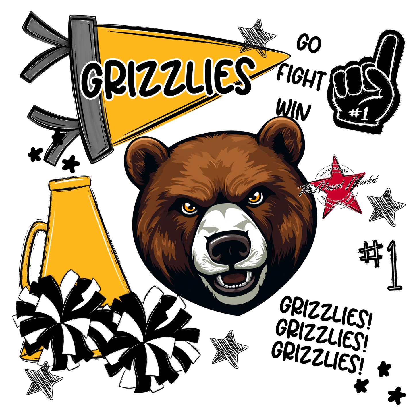 Grizzlies Spirit Design-Yellow
