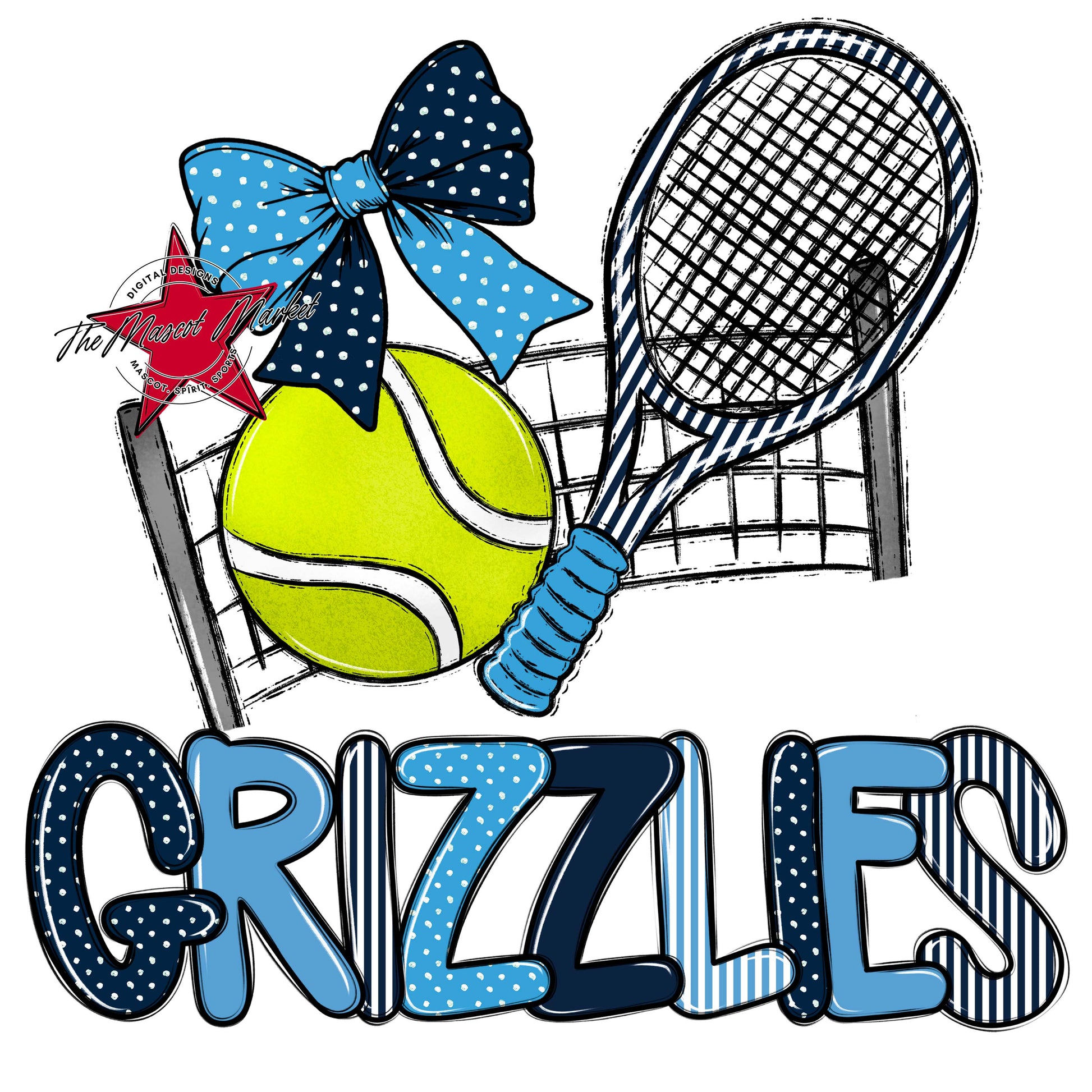Grizzlies Tennis Spirit Design-Navy & Carolina Blue