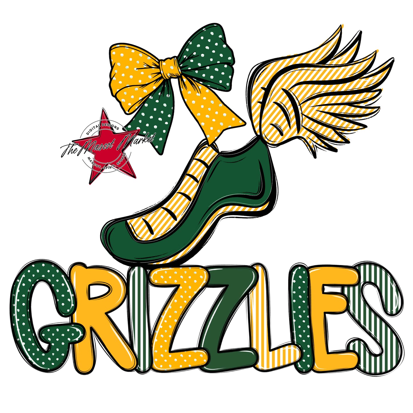 Grizzlies Track Spirit Design-Green & Yellow