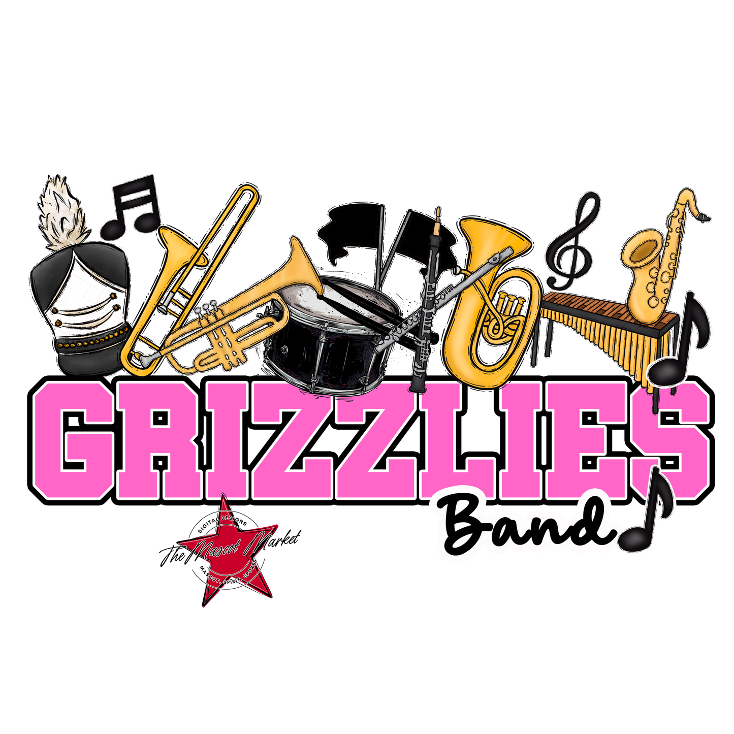 Grizzlies Varsity Band-Baby Pink