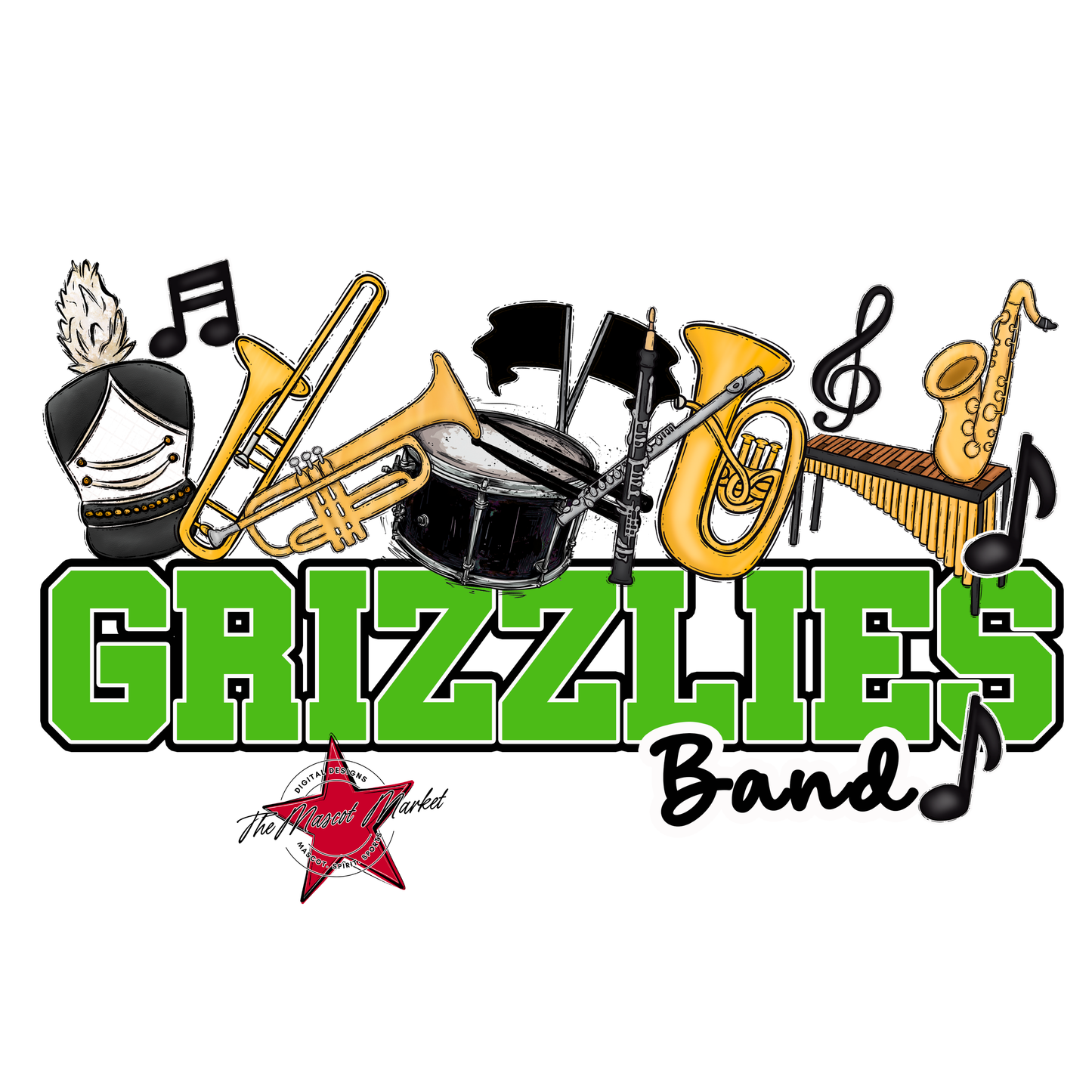 Grizzlies Varsity Band-Bright Green
