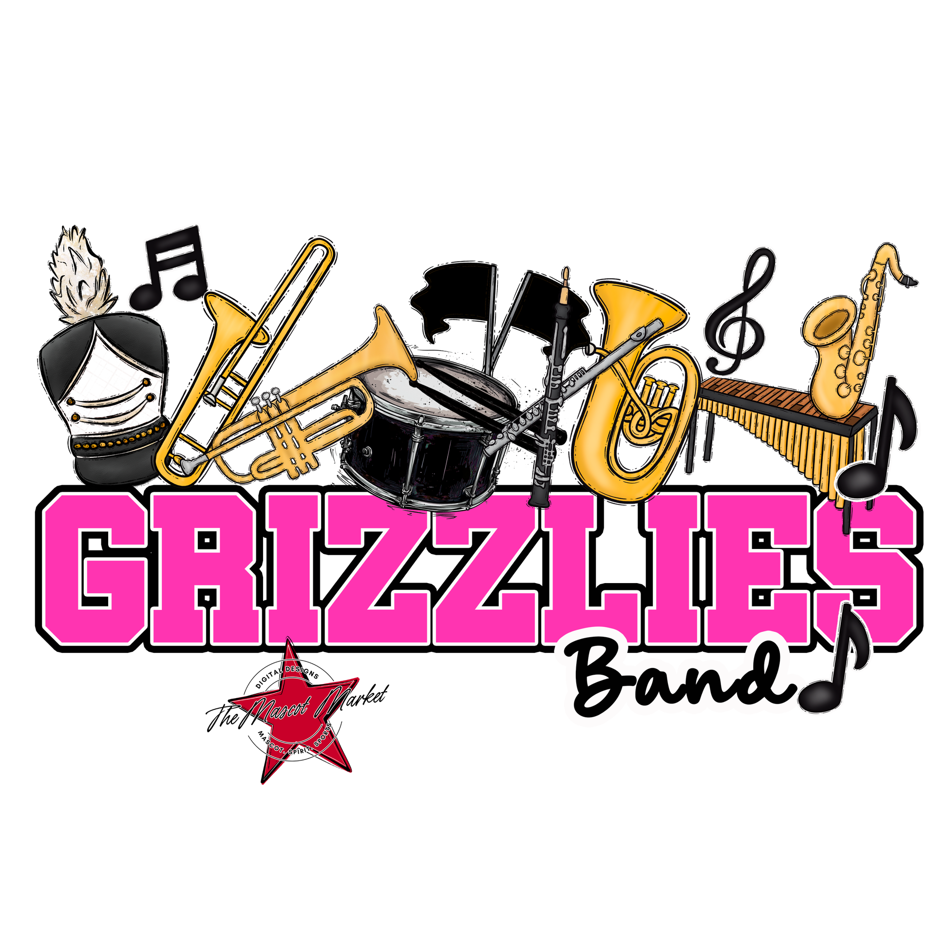 Grizzlies Varsity Band-Pink