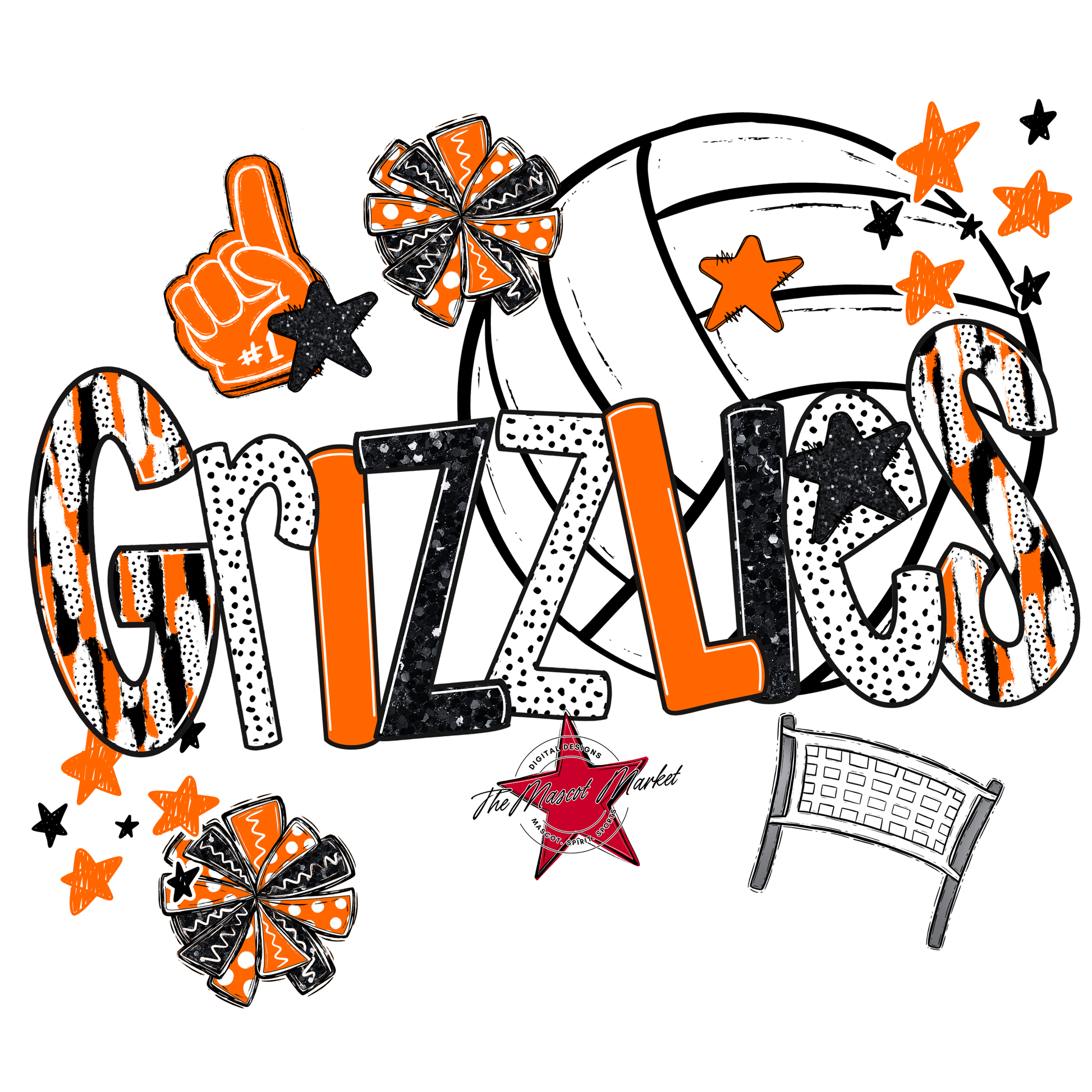 Grizzlies Volleyball Scrape-Orange