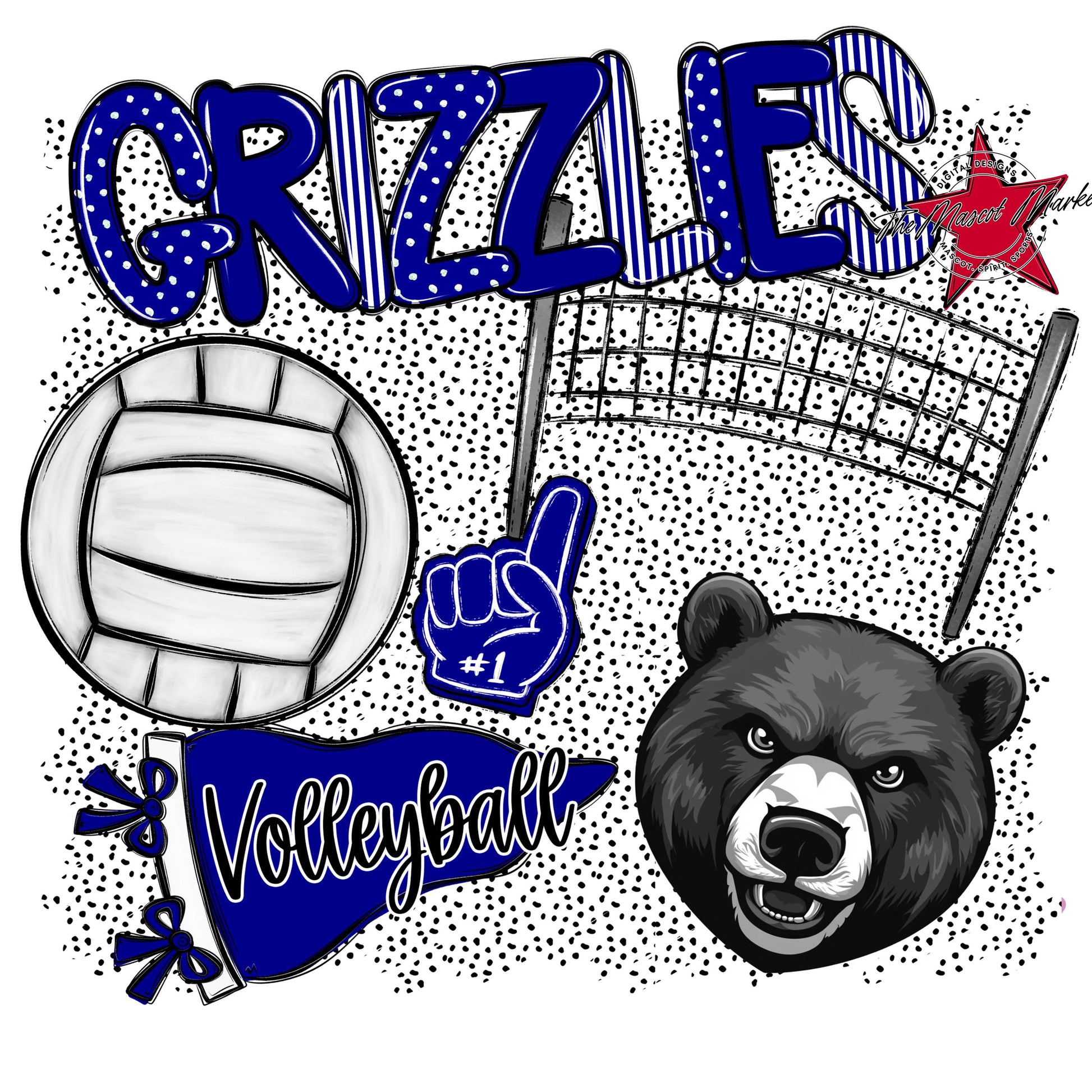 Grizzlies Volleyball Spirit-Blue
