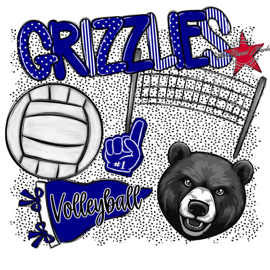 Grizzlies Volleyball Spirit-Blue