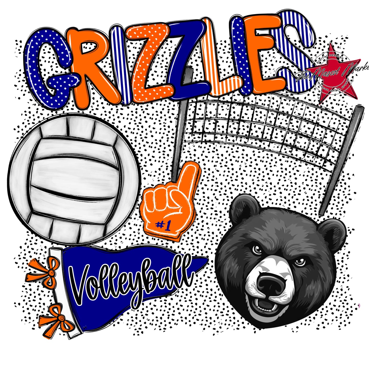 Grizzlies Volleyball Spirit-Blue & Orange