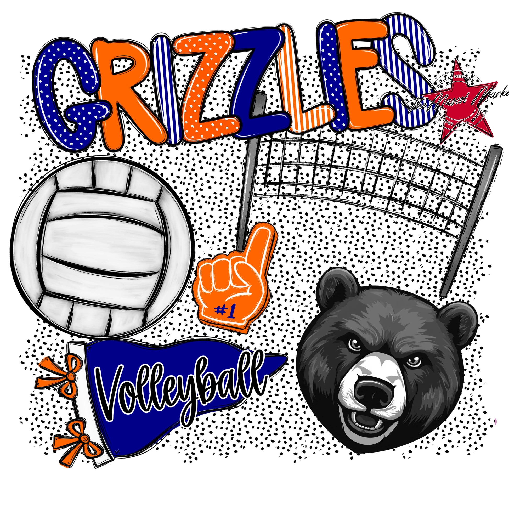 Grizzlies Volleyball Spirit-Blue & Orange