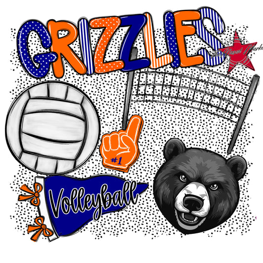 Grizzlies Volleyball Spirit-Blue & Orange