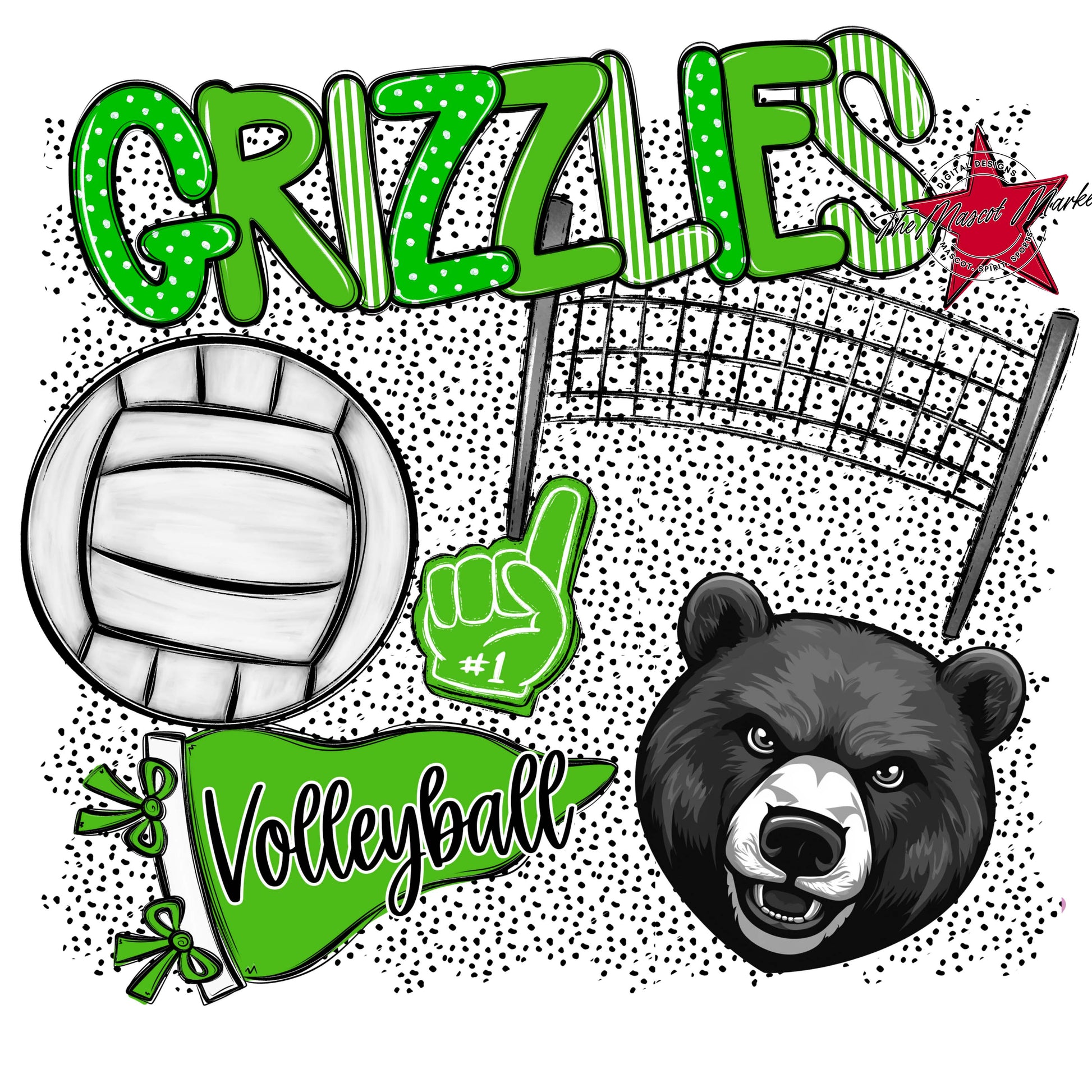 Grizzlies Volleyball Spirit-Bright Green