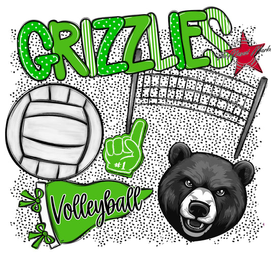 Grizzlies Volleyball Spirit-Bright Green