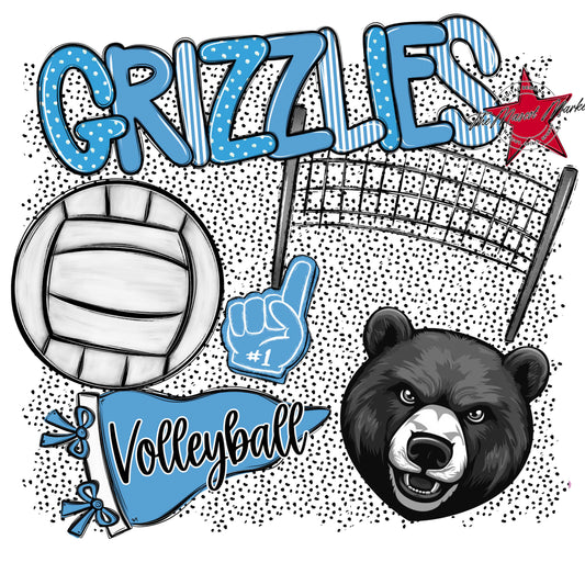 Grizzlies Volleyball Spirit-Carolina Blue