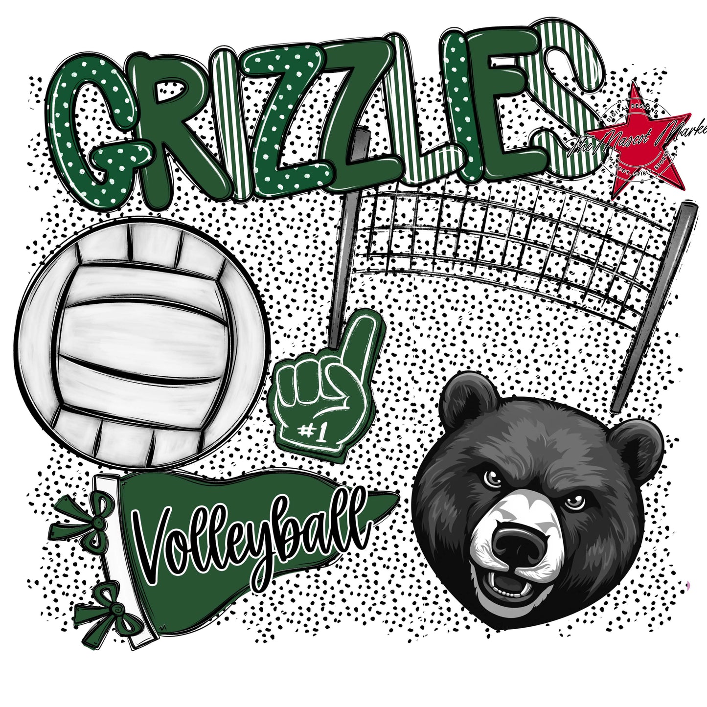Grizzlies Volleyball Spirit-Green