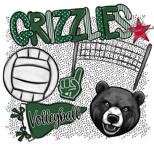 Grizzlies Volleyball Spirit-Green