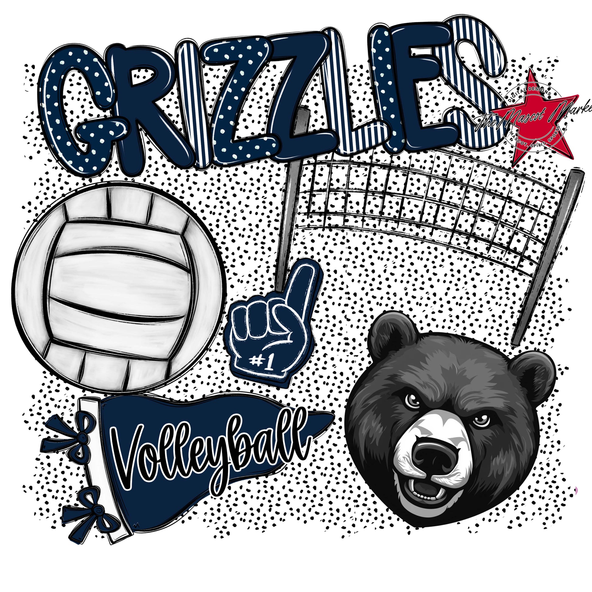 Grizzlies Volleyball Spirit-Navy