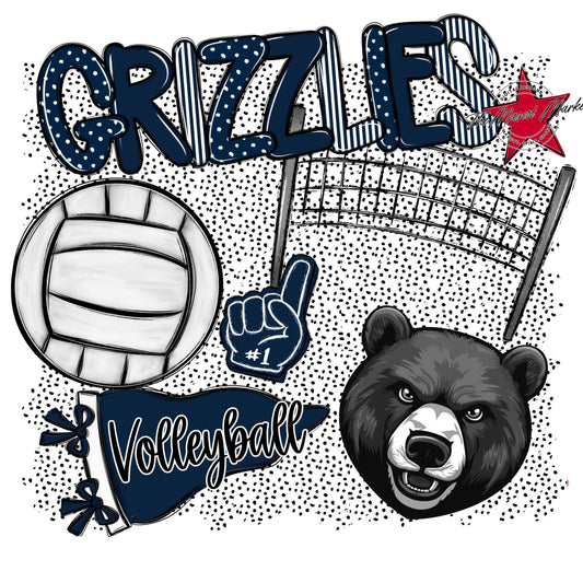 Grizzlies Volleyball Spirit-Navy