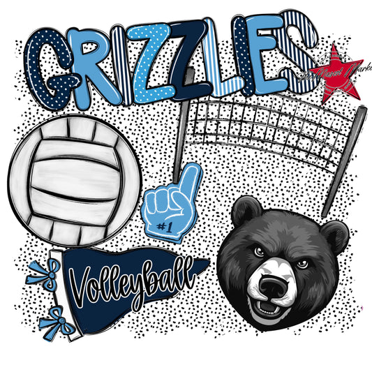 Grizzlies Volleyball Spirit-Navy & Carolina Blue