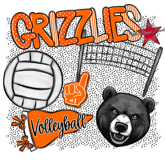 Grizzlies Volleyball Spirit-Orange