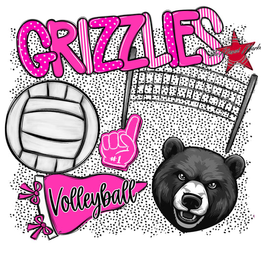 Grizzlies Volleyball Spirit-Pink