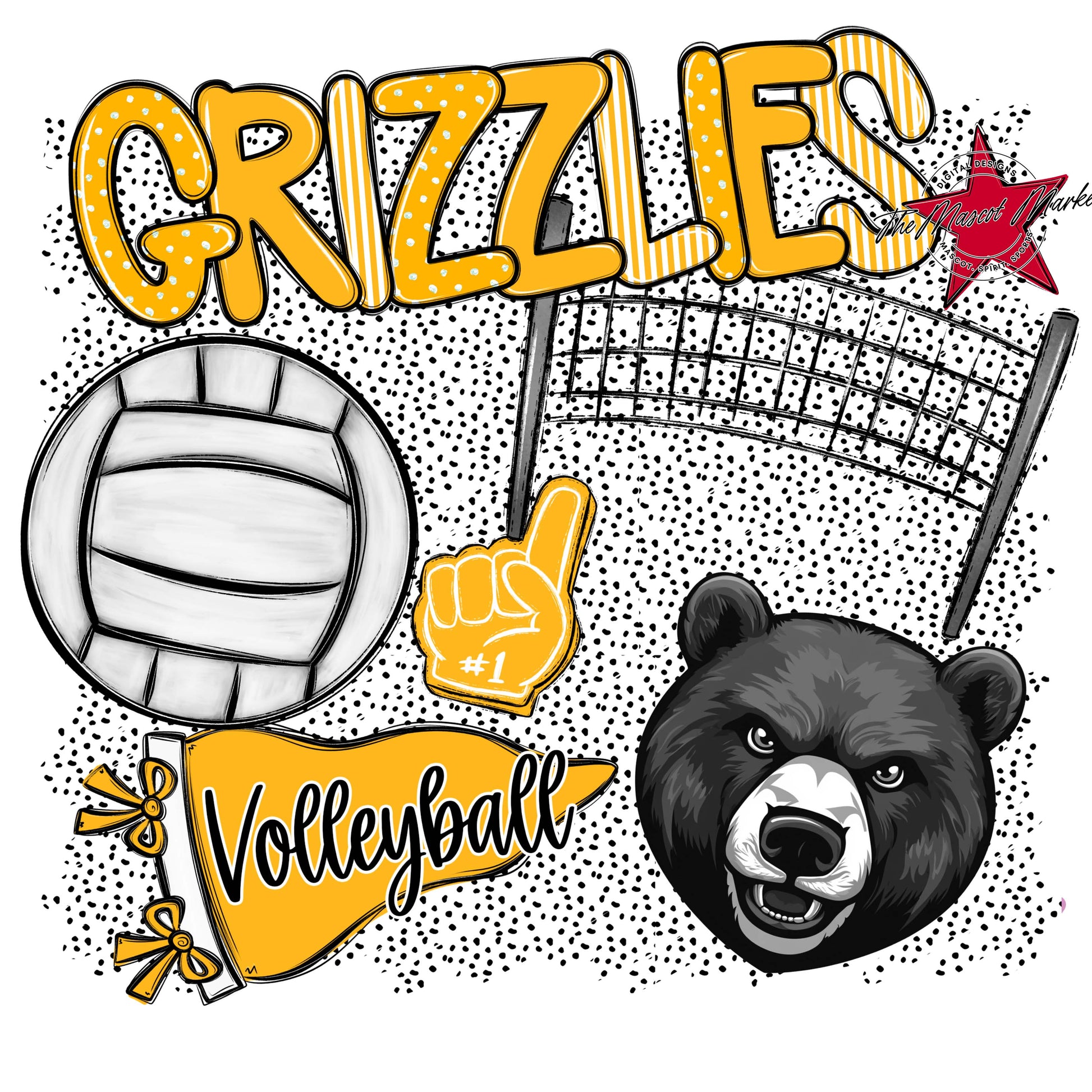 Grizzlies Volleyball Spirit-Yellow