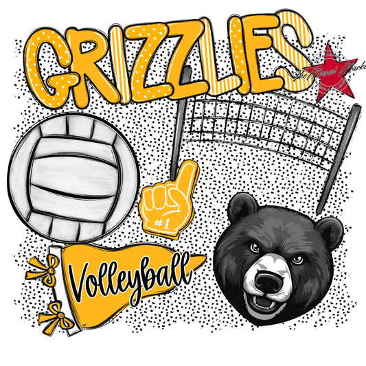 Grizzlies Volleyball Spirit-Yellow