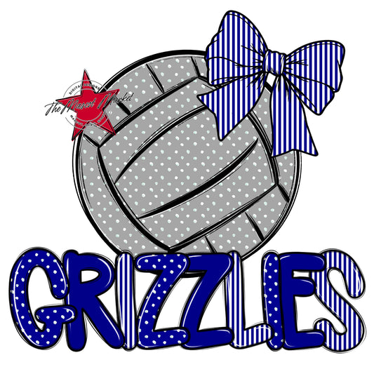 Grizzlies Volleyball Spirit Design-Blue