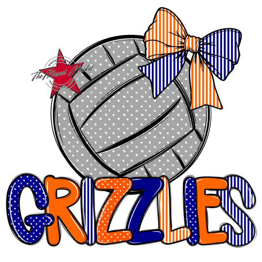 Grizzlies Volleyball Spirit Design-Blue & Orange
