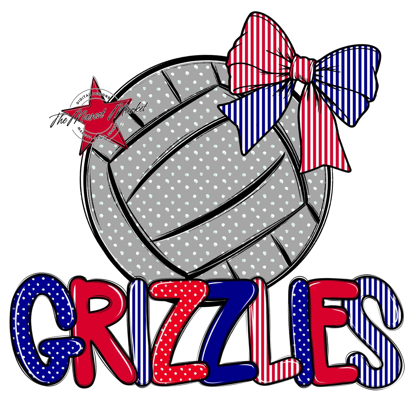 Grizzlies Volleyball Spirit Design-Blue & Red