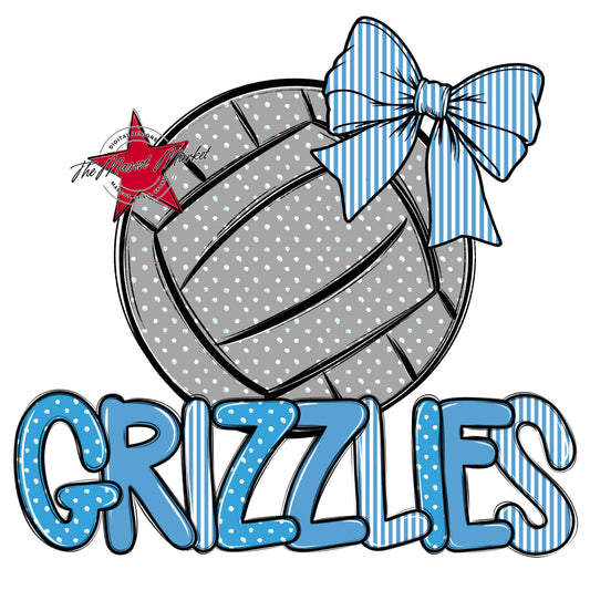 Grizzlies Volleyball Spirit Design-Carolina Blue