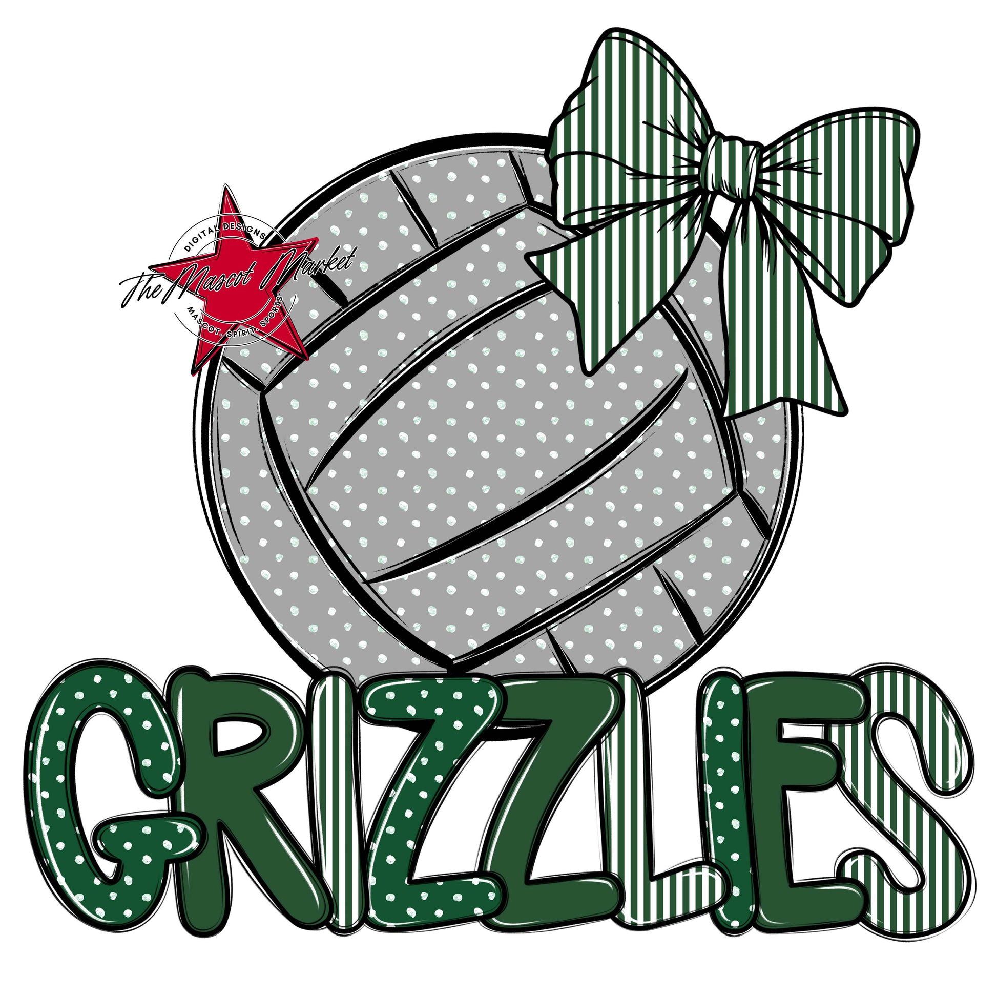 Grizzlies Volleyball Spirit Design-Green