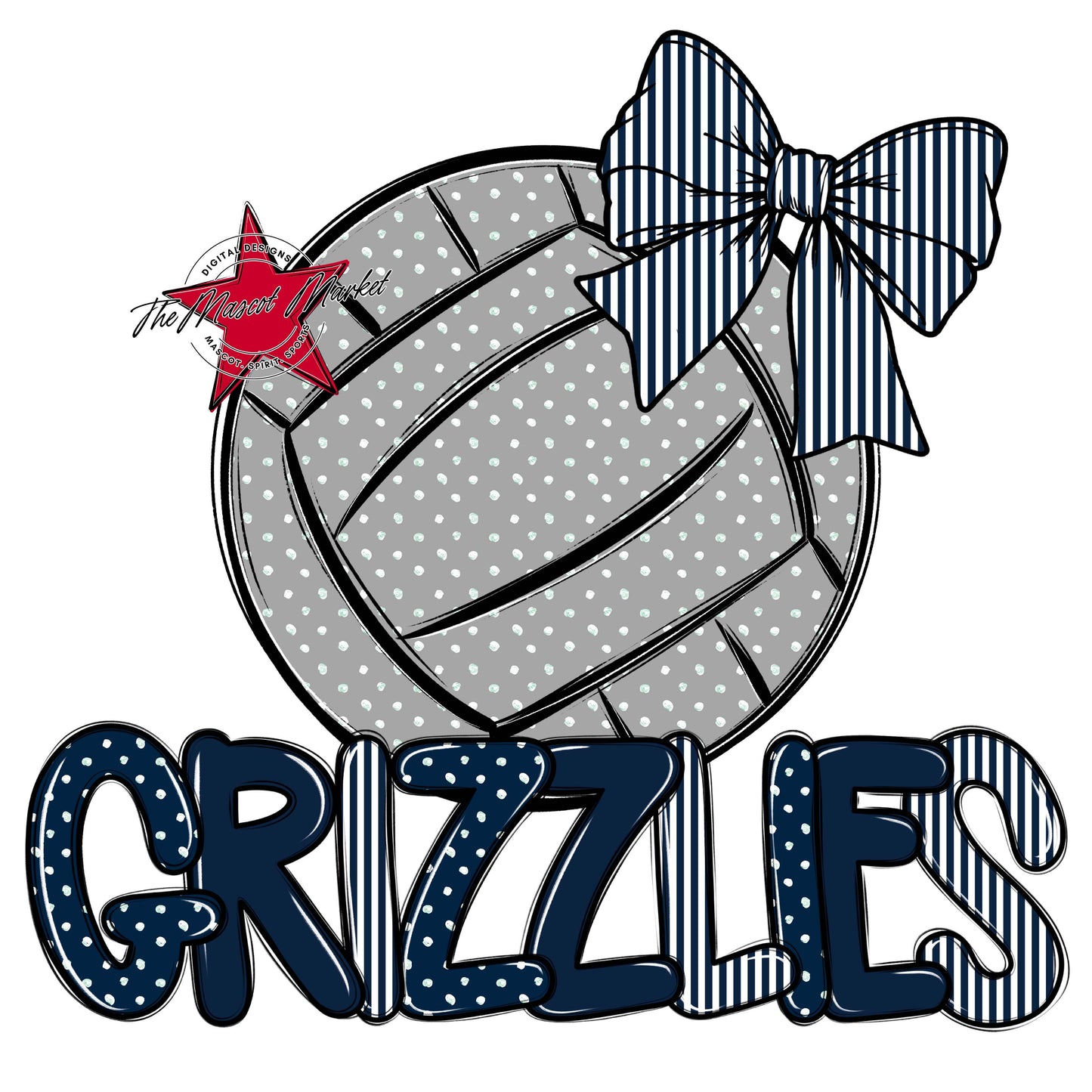Grizzlies Volleyball Spirit Design-Navy