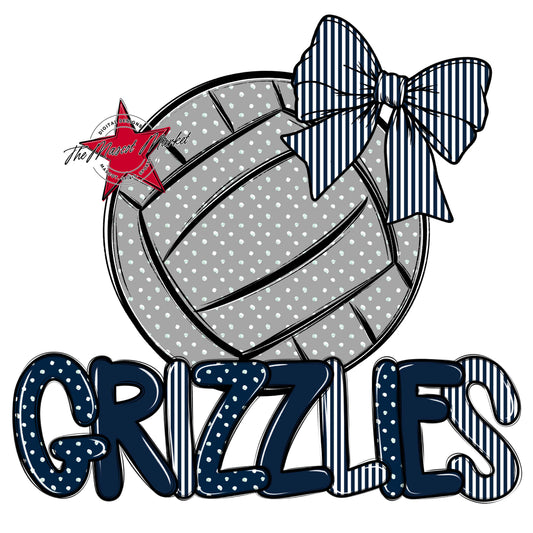 Grizzlies Volleyball Spirit Design-Navy