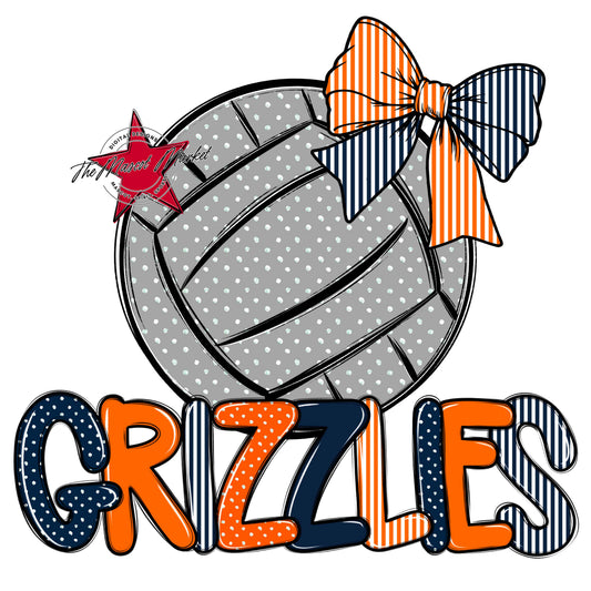 Grizzlies Volleyball Spirit Design-Navy & Orange