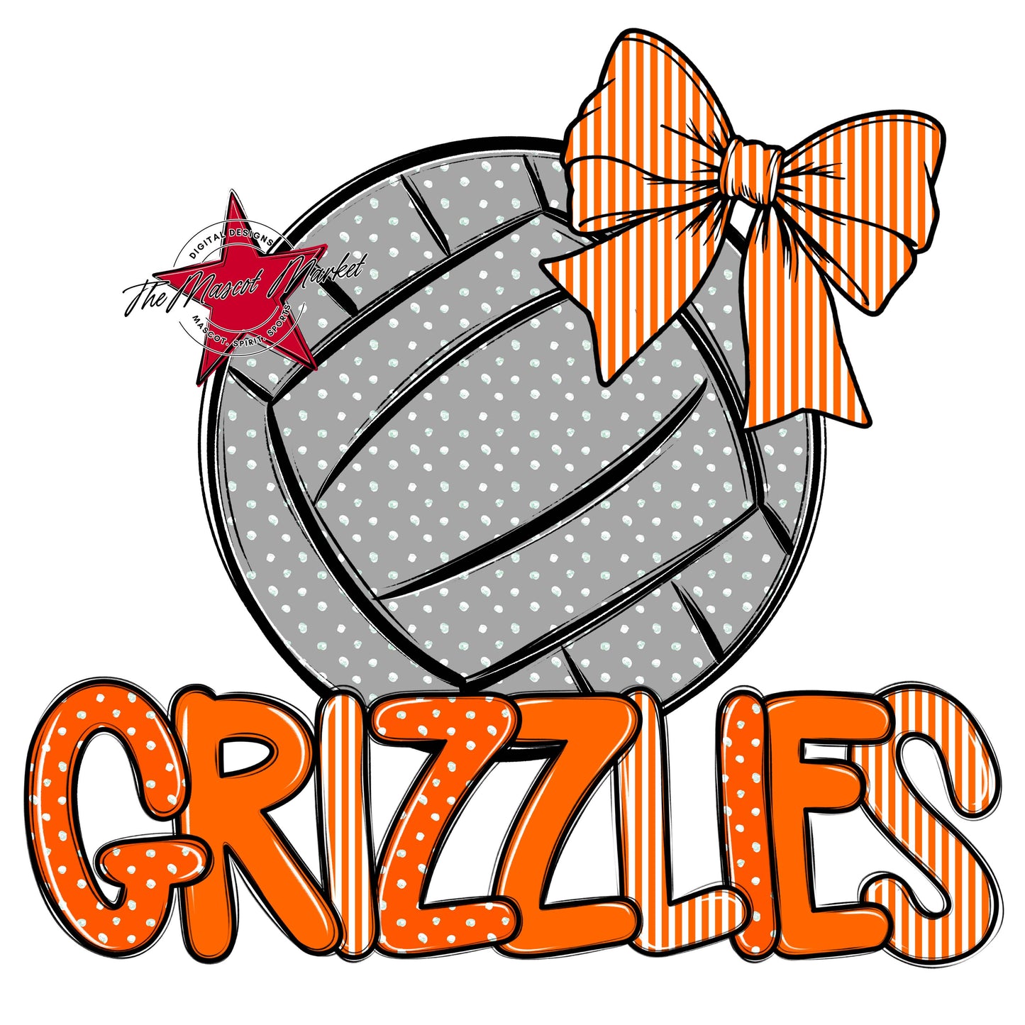Grizzlies Volleyball Spirit Design-Orange