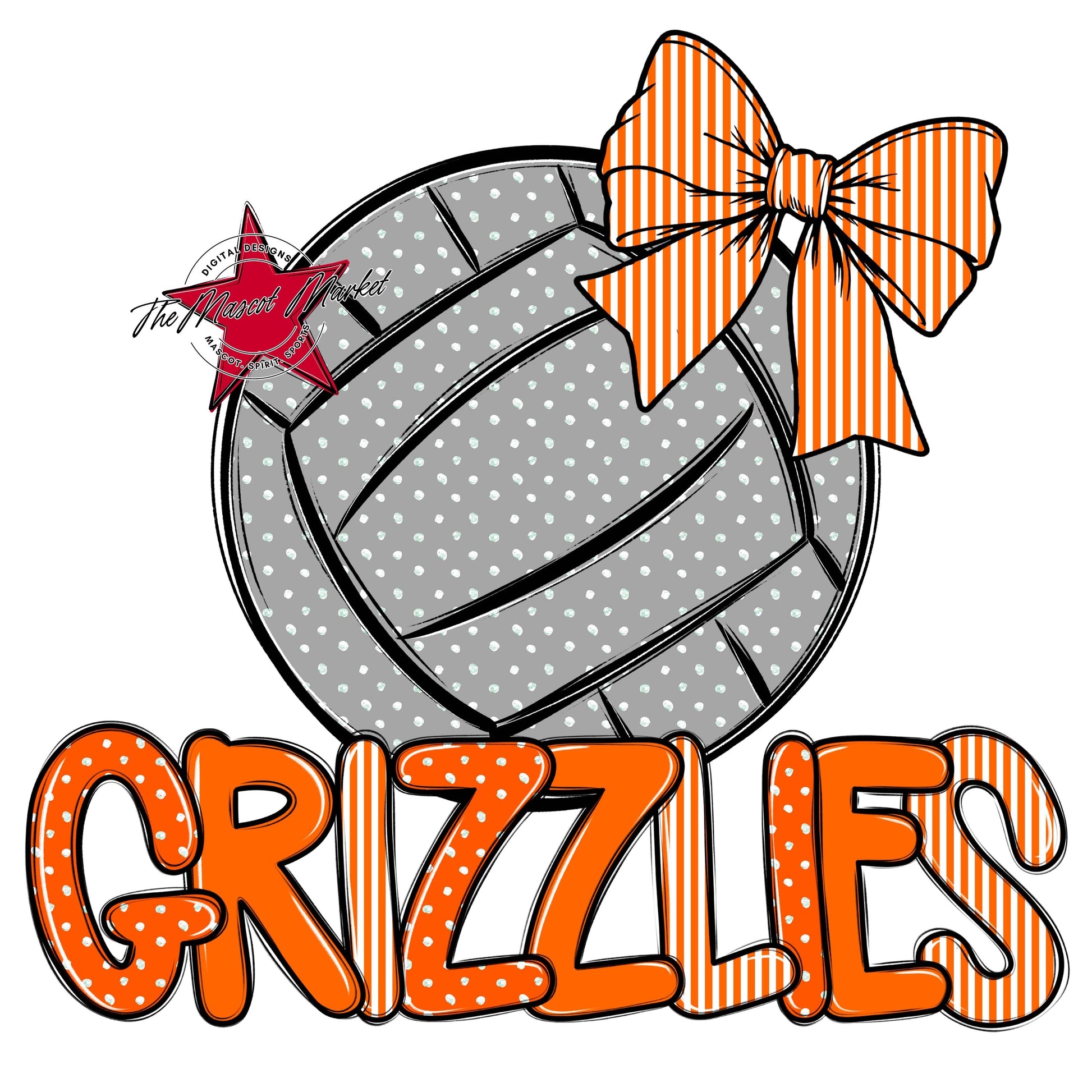 Grizzlies Volleyball Spirit Design-Orange