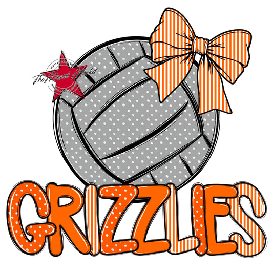 Grizzlies Volleyball Spirit Design-Orange