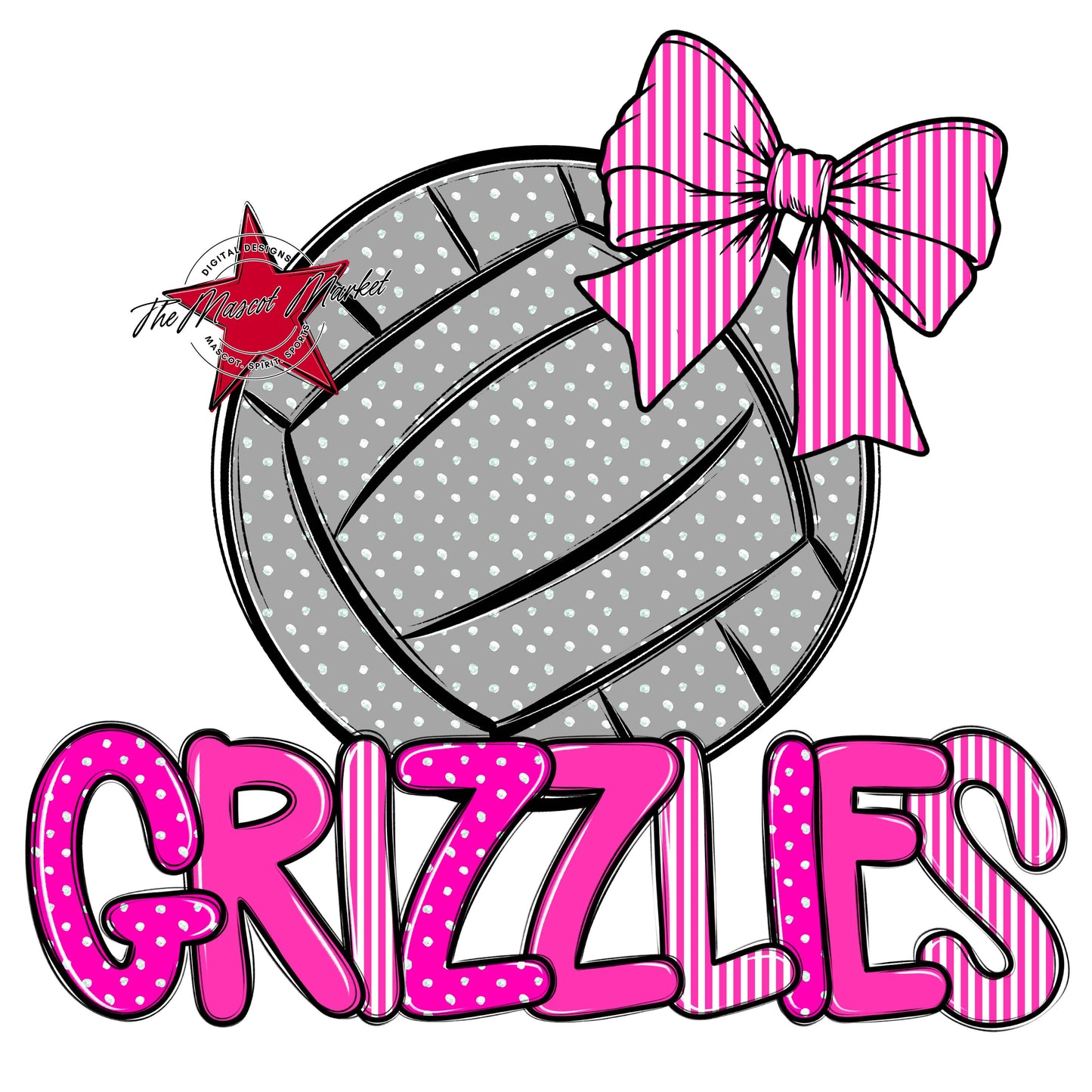 Grizzlies Volleyball Spirit Design-Pink