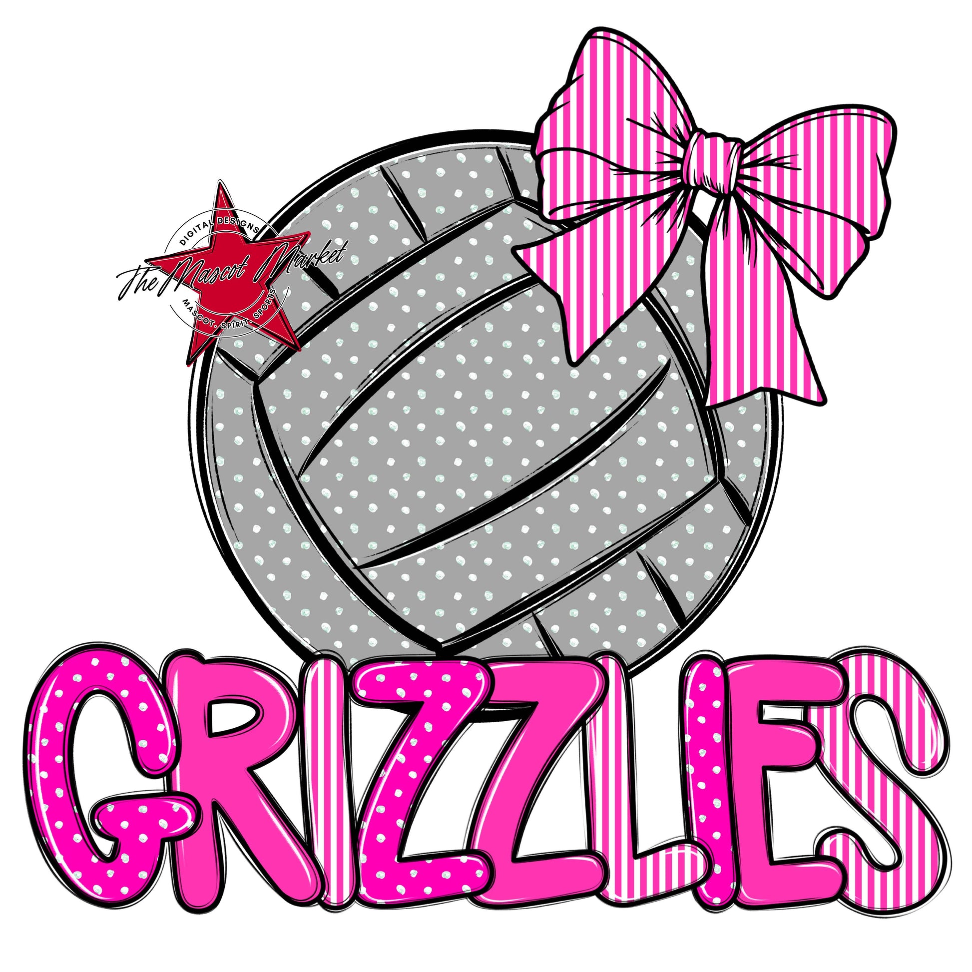 Grizzlies Volleyball Spirit Design-Pink