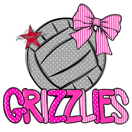 Grizzlies Volleyball Spirit Design-Pink