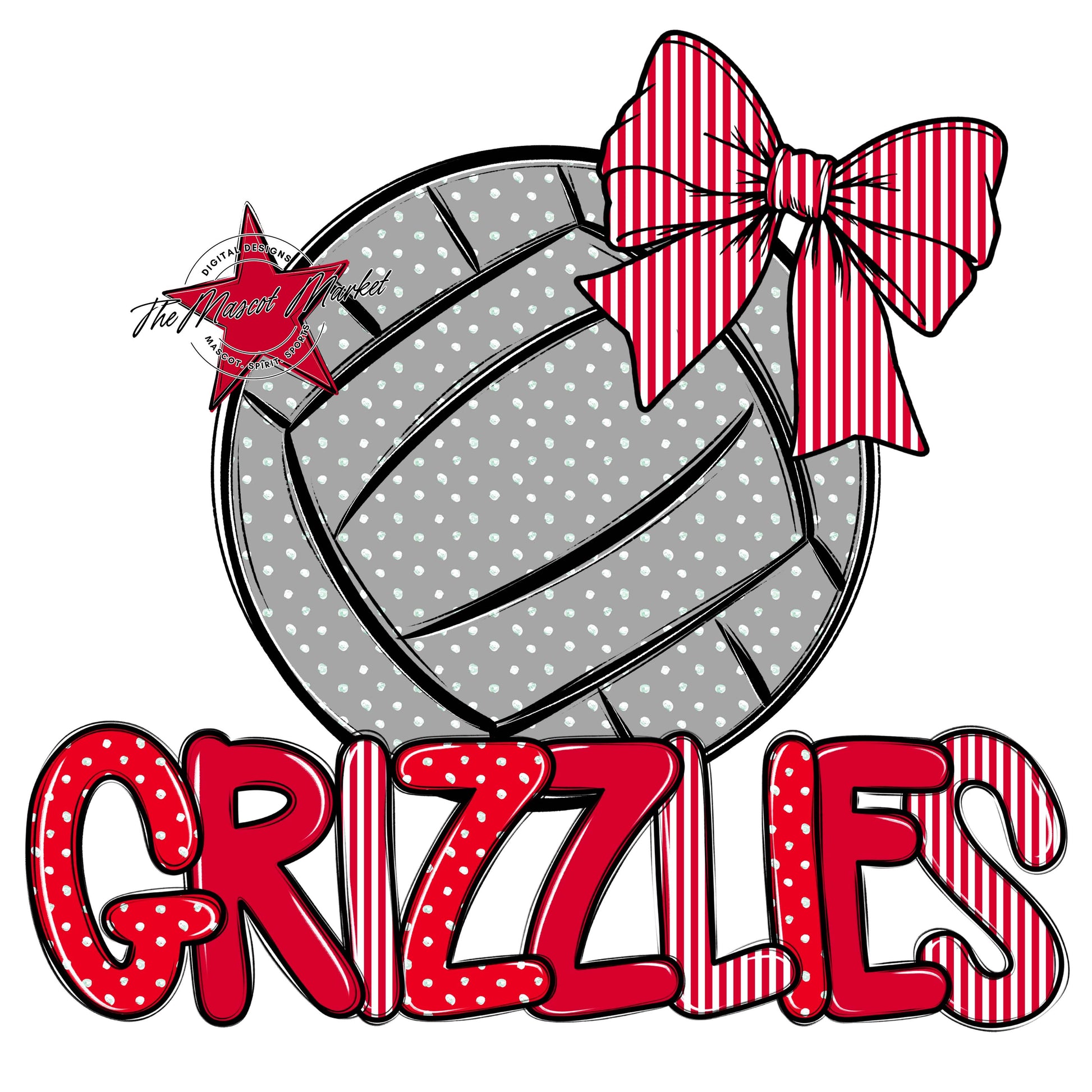 Grizzlies Volleyball Spirit Design-Red