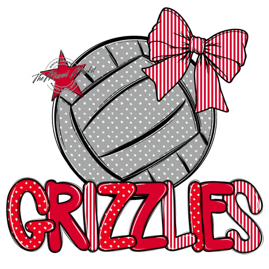 Grizzlies Volleyball Spirit Design-Red