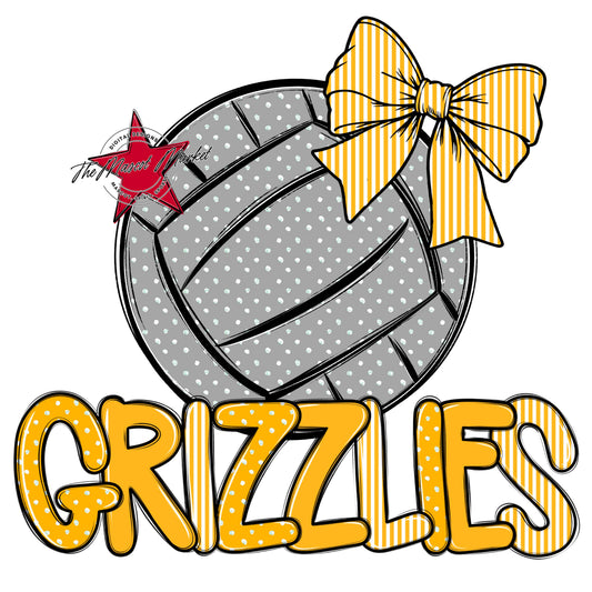 Grizzlies Volleyball Spirit Design-Yellow