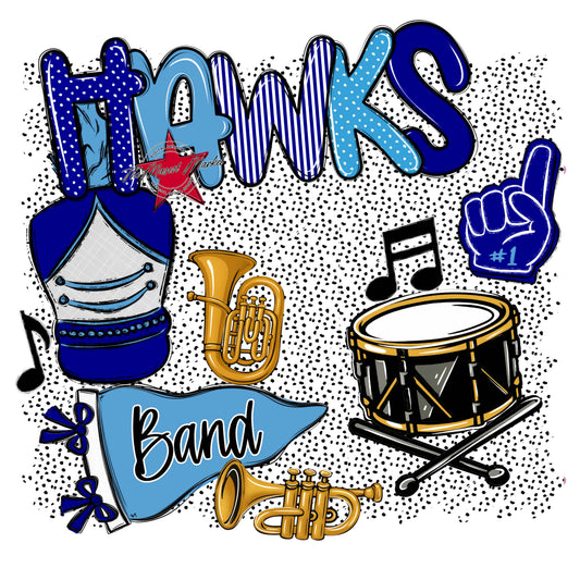 Hawks Band Spirit-Blue & Carolina Blue