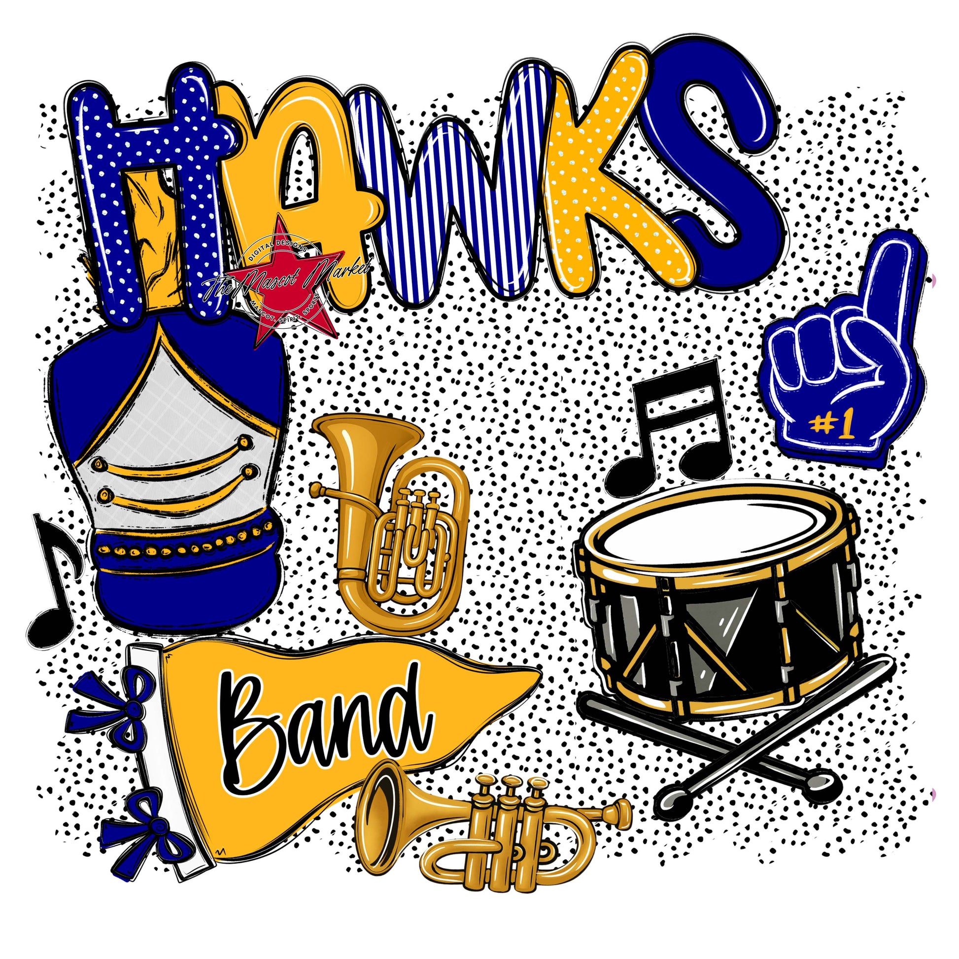 Hawks Band Spirit-Blue & Yellow