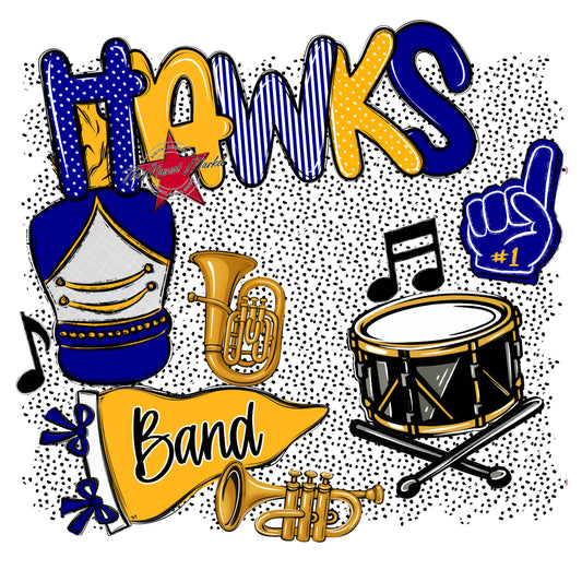 Hawks Band Spirit-Blue & Yellow